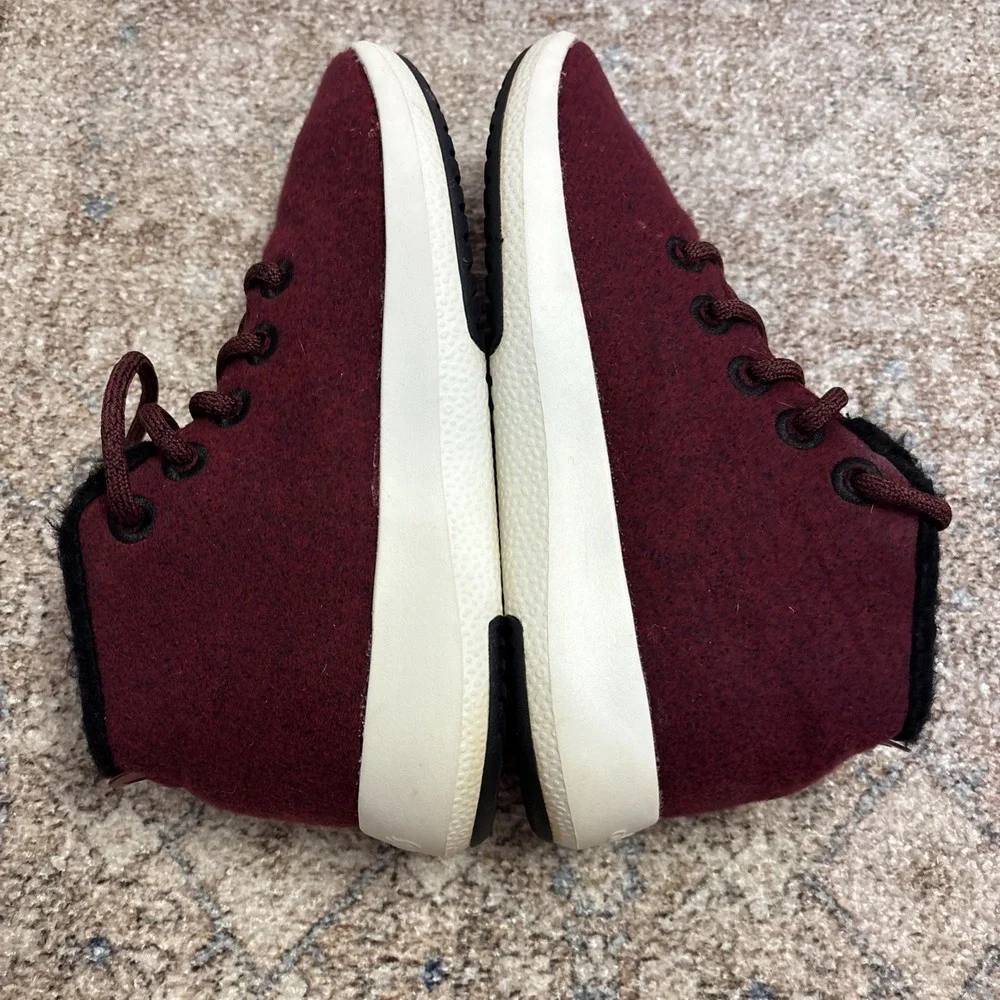 Allbirds Women's Wool Runner Up Mizzle‎ Fluff High Top Sneakers Shoes sz 9 Wine